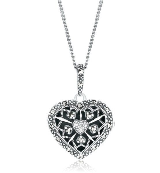 Sterling Silver Marcasite Heart Locket
