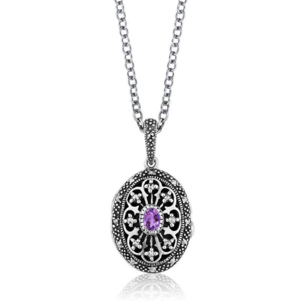 Sterling Silver Marcasite Locket