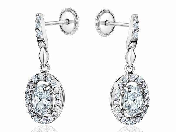 Sterling Silver Cubic Zirconia Halo Earrings