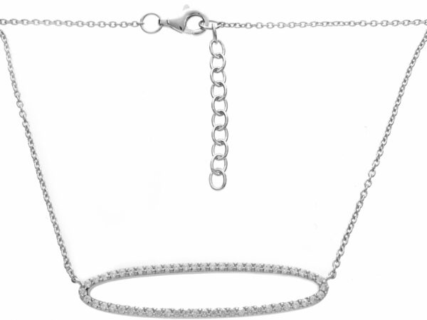Sterling Silver Cubic Zirconia Oblong Necklace
