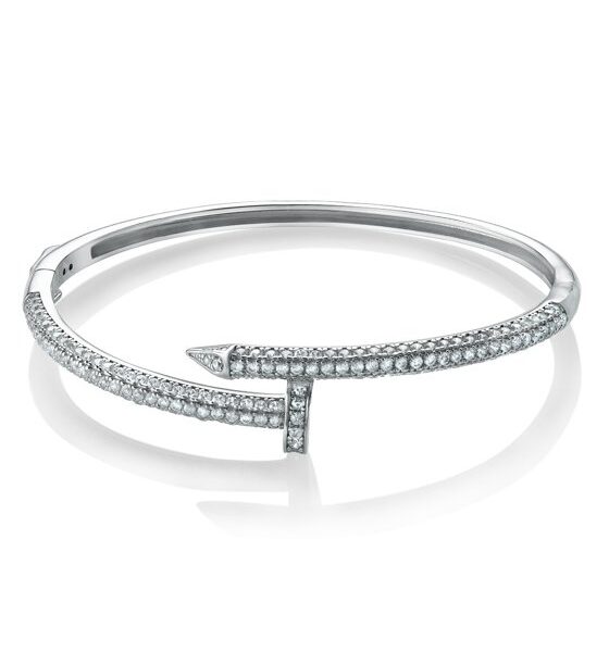 Sterling Silver Cubic Zirconia Nail Bangle