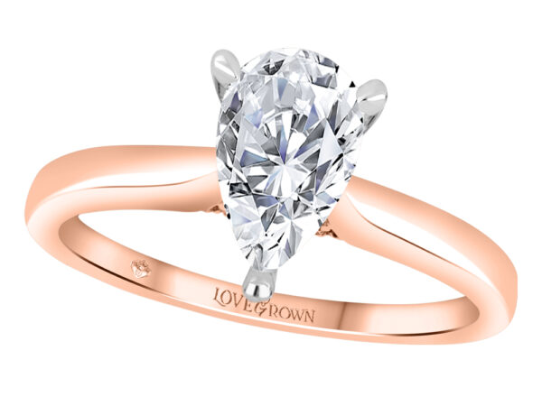 Flush Chanel Design - 0.3 TCW Round Brilliant Cut Diamond - 6 Prong Tension Engagement  Ring - 10K Rose Gold 