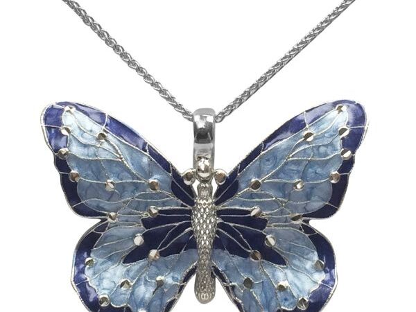 Silver Enamel Butterfly Necklace