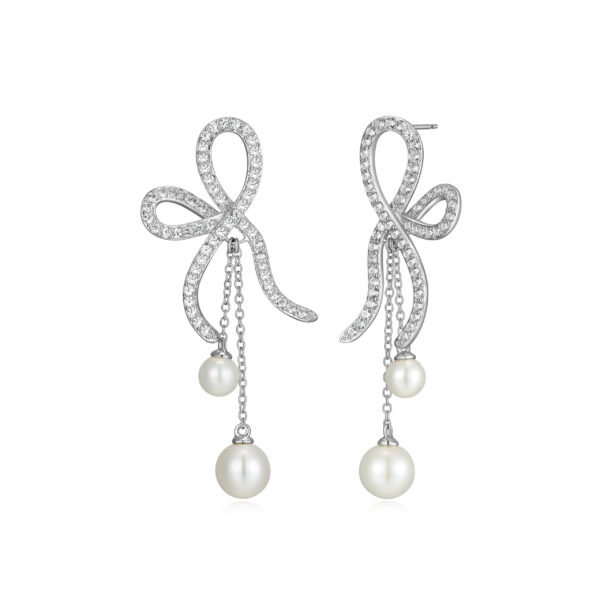 Reign Silver Pearl Statement Earrings