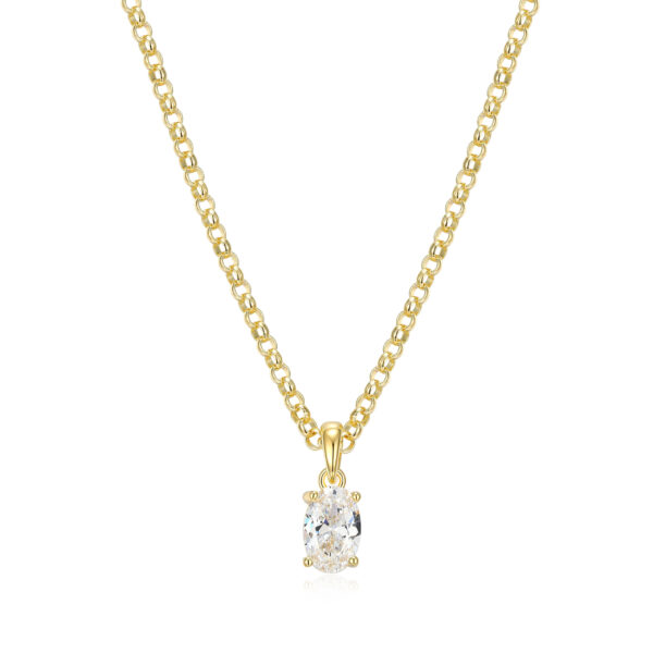 Gold Plated Oval Cubic Zirconia Necklace