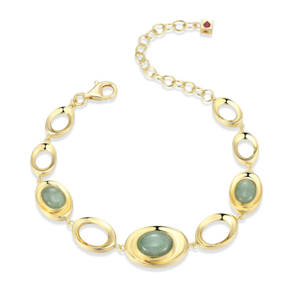 Silver ELLE Gold Plated Jade Bracelet