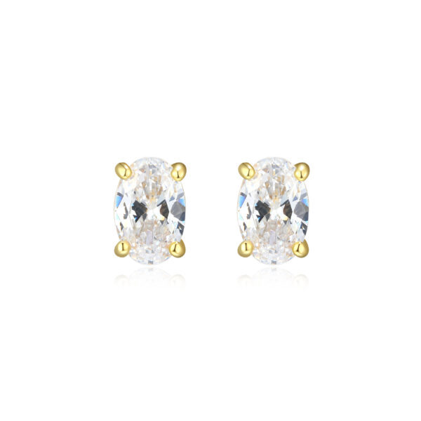 Goldtone Oval Cubic Zirconia Stud Earrings