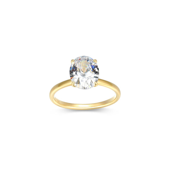 Gold Plated Oval Cubic Zirconia Ring