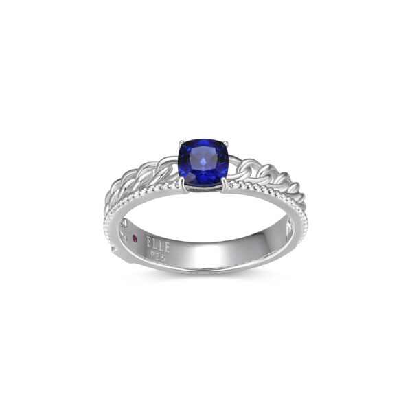 ELLE Silver Link Created Sapphire Ring