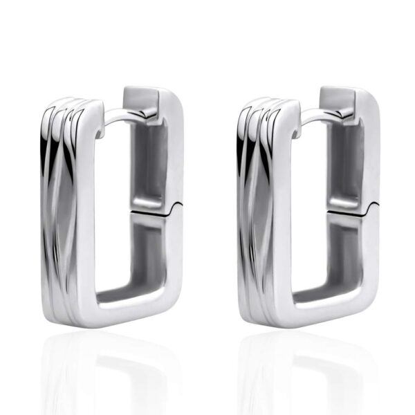 Sterling Silver Rectangular Huggie Earrings