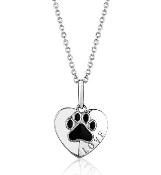Sterling Silver Heart Paw Necklace