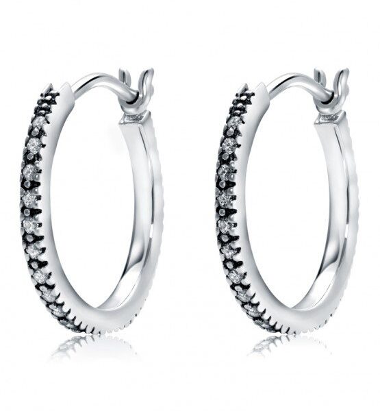 Sterling Silver Marcasite/CZ reversible Hoops