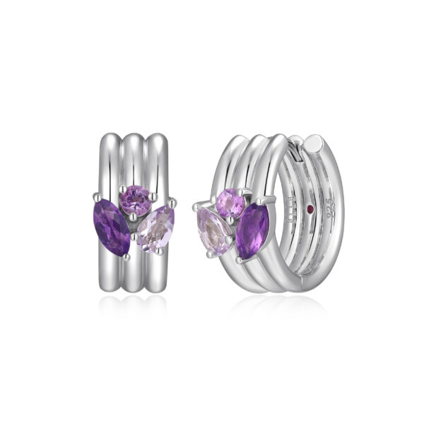 Sterling Silver ELLE Amethyst Huggies
