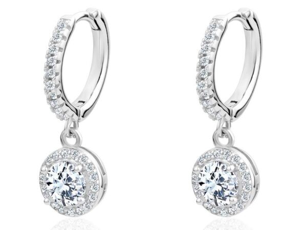 Moissanite Sterling Silver Halo Earrings