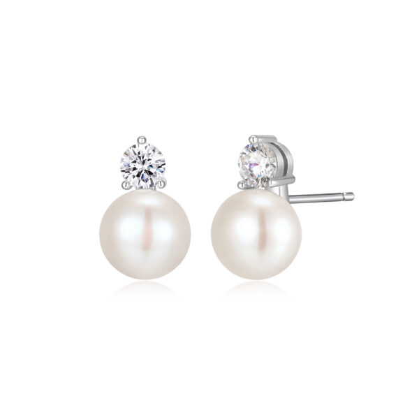 Sterling Silver ELLE Pearl Stud Earrings
