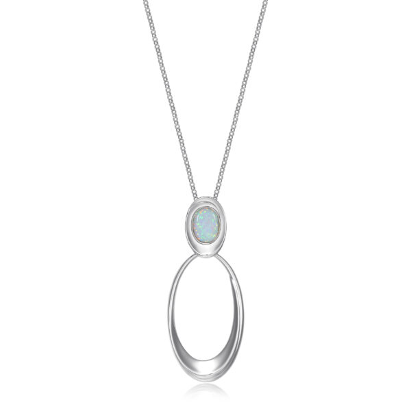 Silver Lab Created Opal Necklace