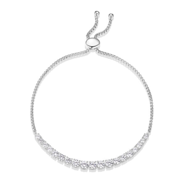 Silver Bolo Style Cubic Zirconia Tennis Bracelet
