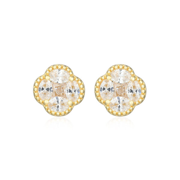 Reign Gold Plated CZ Clover Earrings