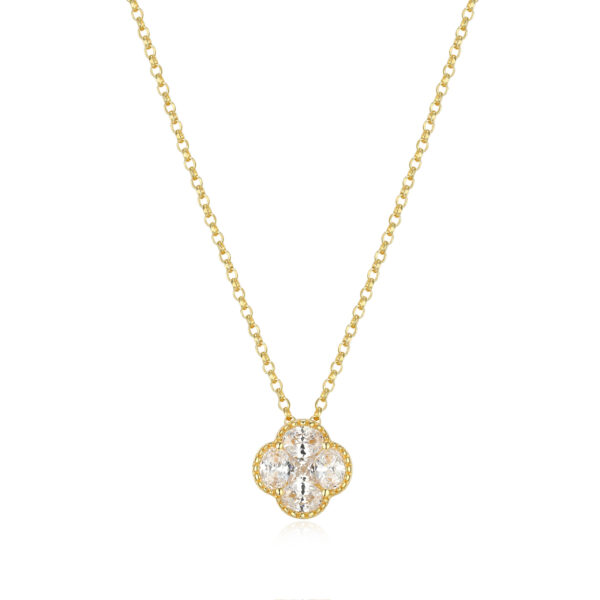 Reign Gold Plated CZ Clover Necklace
