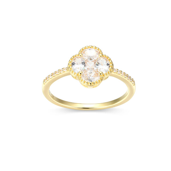 Reign Gold Plated CZ Clover Ring