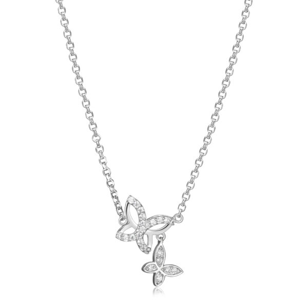 Reign Silver Two Butterflies Necklace
