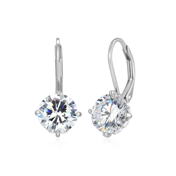 Reign Silver CZ Euro Back Drop Earrings