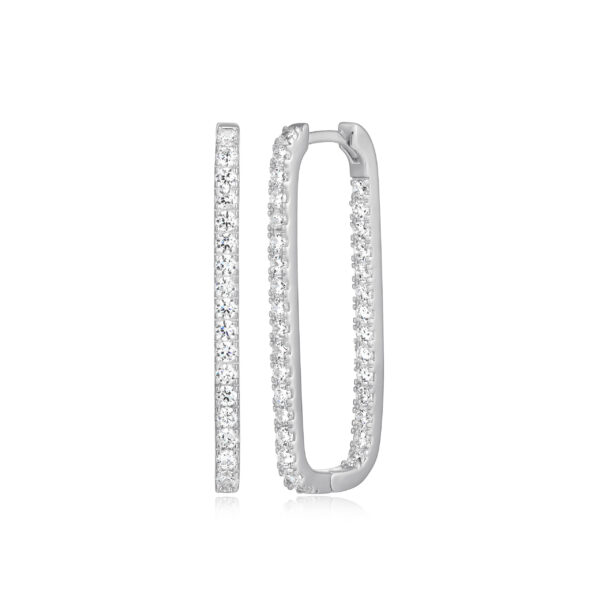 Reign Silver Rectangular CZ Hoops
