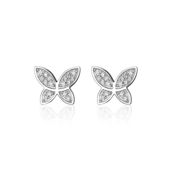 Reign Silver Mini Butterfly Stud Earrings