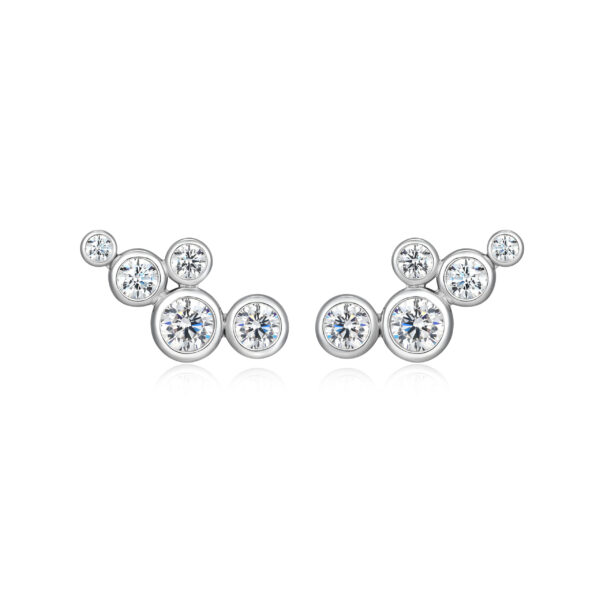 Reign Silver 'Bubbles' Crawler Earrings