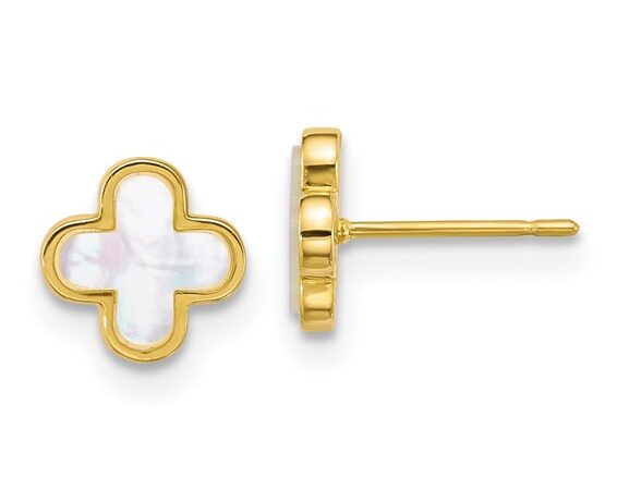 10K Gold Mini Clover Earrings