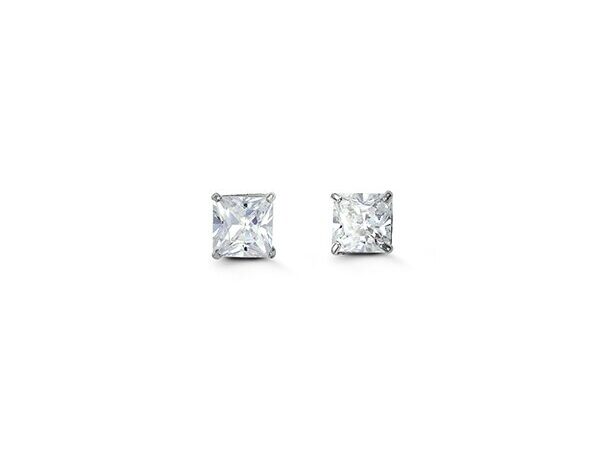 10K Princess Cut CZ Stud Earrings