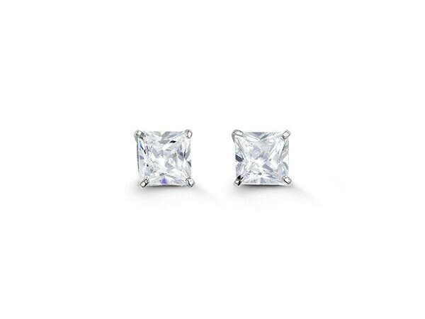 10K Princess Cut CZ Stud Earrings
