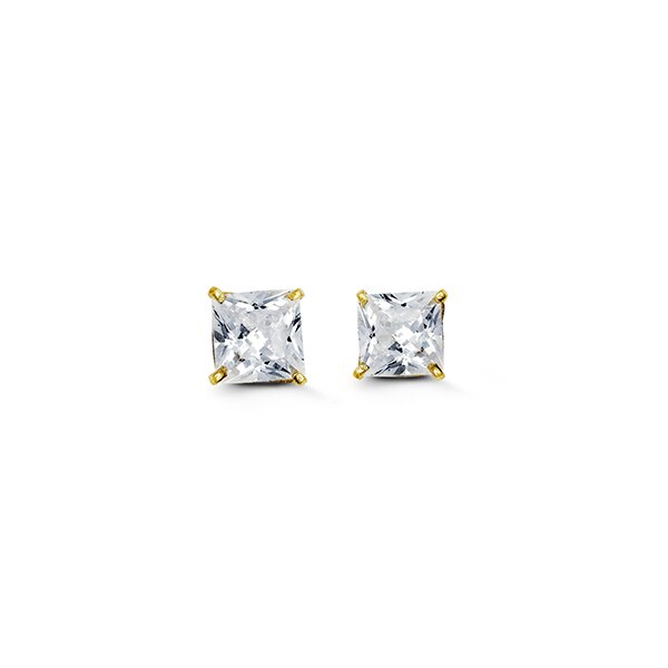10K Princess Cut CZ Stud Earrings