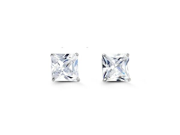 10K Princess Cut CZ Stud Earrings
