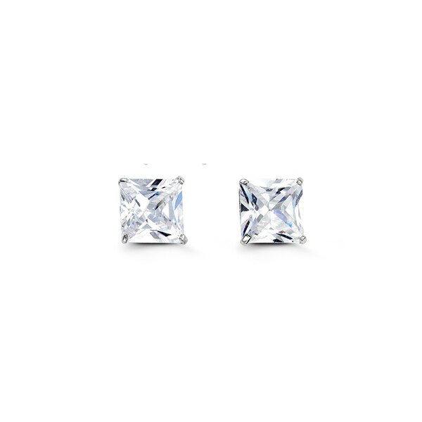 10K Princess Cut CZ Stud Earrings