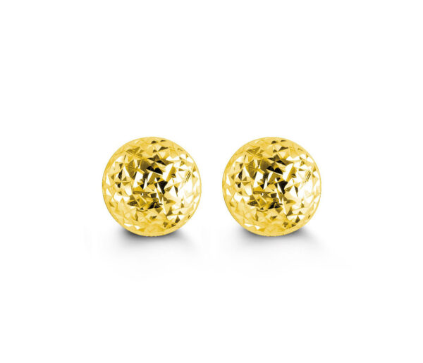 10K Diamond Cut Ball Stud Earrings