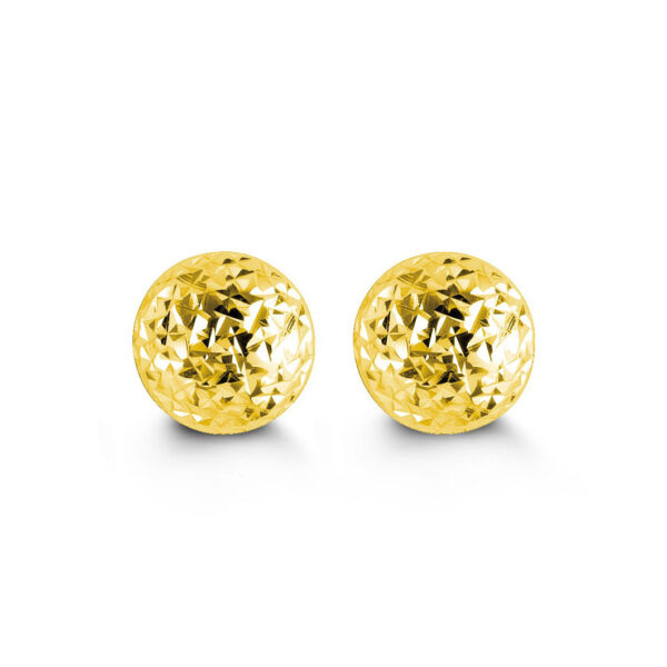 10K Diamond Cut Ball Stud Earrings