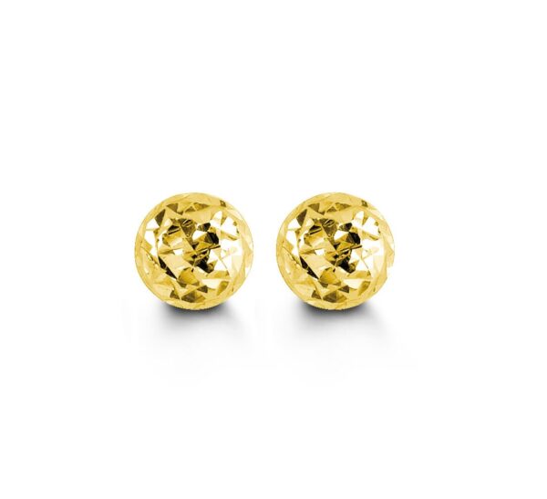 10K Diamond Cut Ball Stud Earrings