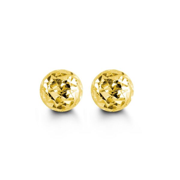 10K Diamond Cut Ball Stud Earrings