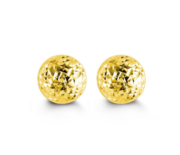 10K Diamond Cut Ball Stud Earrings