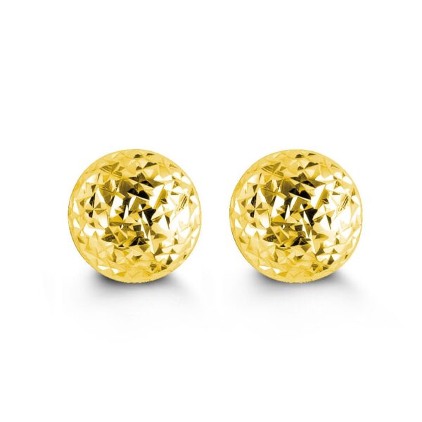 10K Diamond Cut Ball Stud Earrings