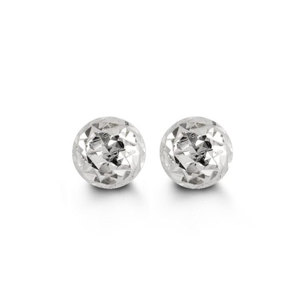 10K Diamond Cut Ball Stud Earrings