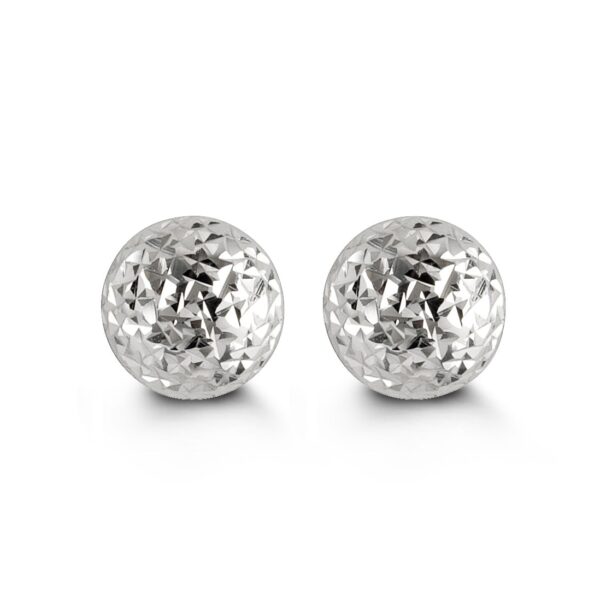 10K Diamond Cut Ball Stud Earrings