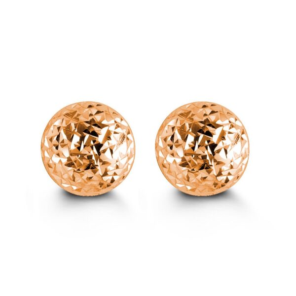 10K Diamond Cut Ball Stud Earrings