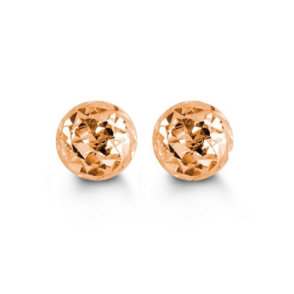 10K Diamond Cut Ball Stud Earrings