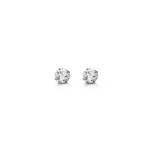 14K Round CZ Stud Earrings