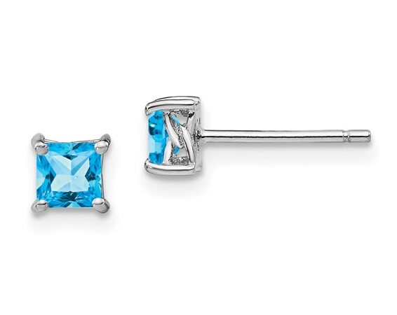 Sterling Silver Swiss Blue Topaz Stud Earrings