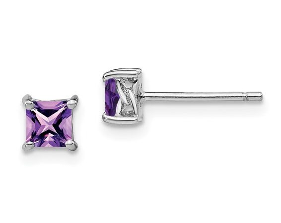 Sterling Silver Amethyst Stud Earrings