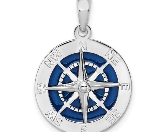 Sterling Silver Compass Rose Pendant