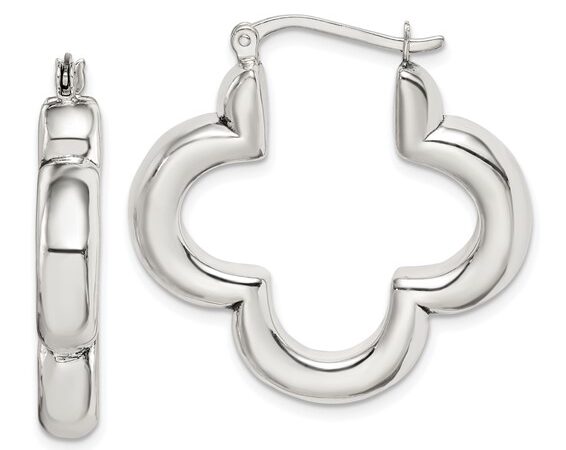Sterling Silver Clover Hoop Earrings